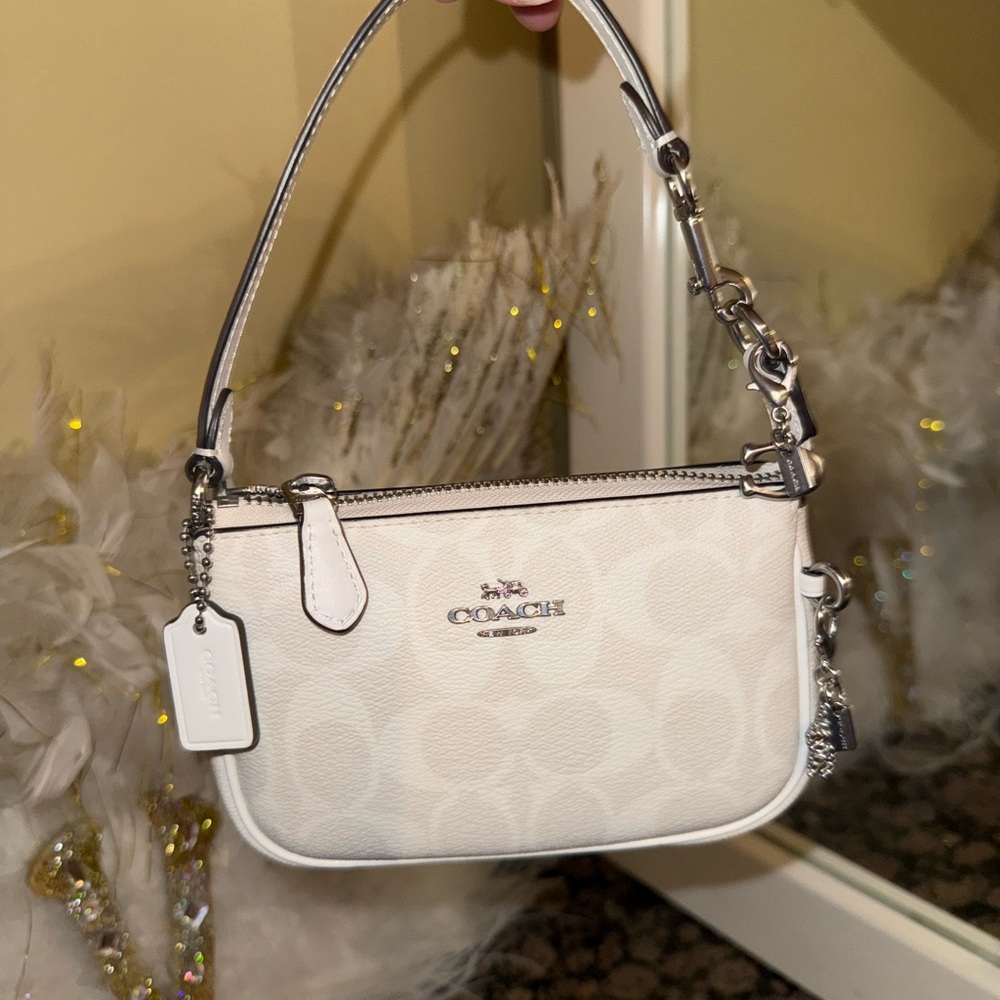 Coach Cream Wristlet with Silver Accents